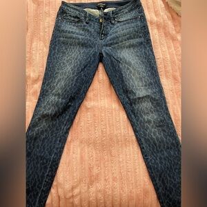 bebe Blue Leopard Skinny Jeans